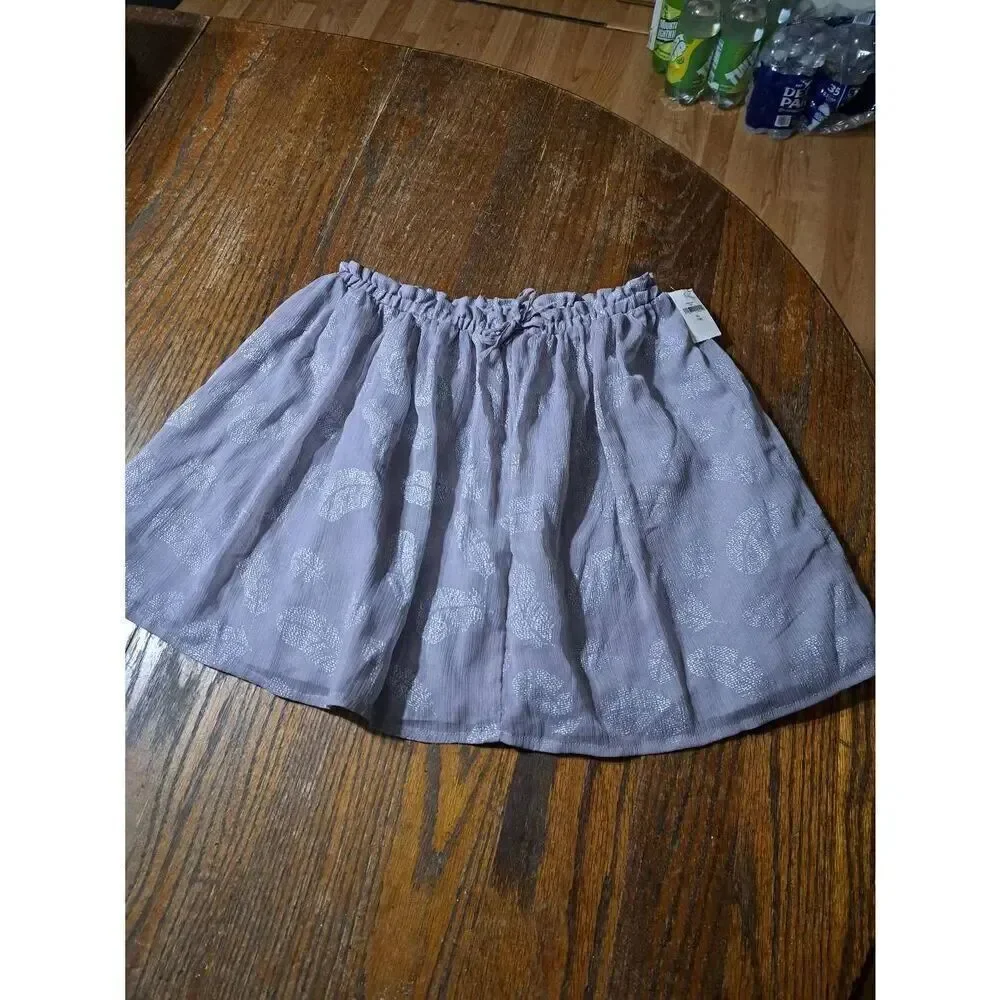 New Girls XL Gap Kids Grey Purple Elastic Drawstring Waist Lined Skirt